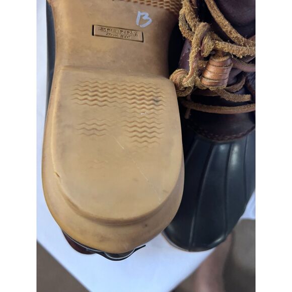 Sperry Saltwater Wedge Tide Wool Black Brown Duck Boots Size 10 - Picture 5 of 11